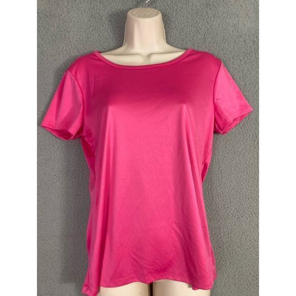 Daisy Fuentes Pink Active T-Shirt Lattice-Back Short Sleeve Women's Medium - Picture 4 of 9